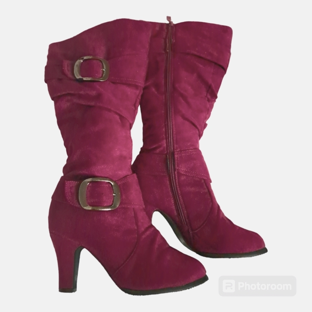 ANNA faux suede boots with heel